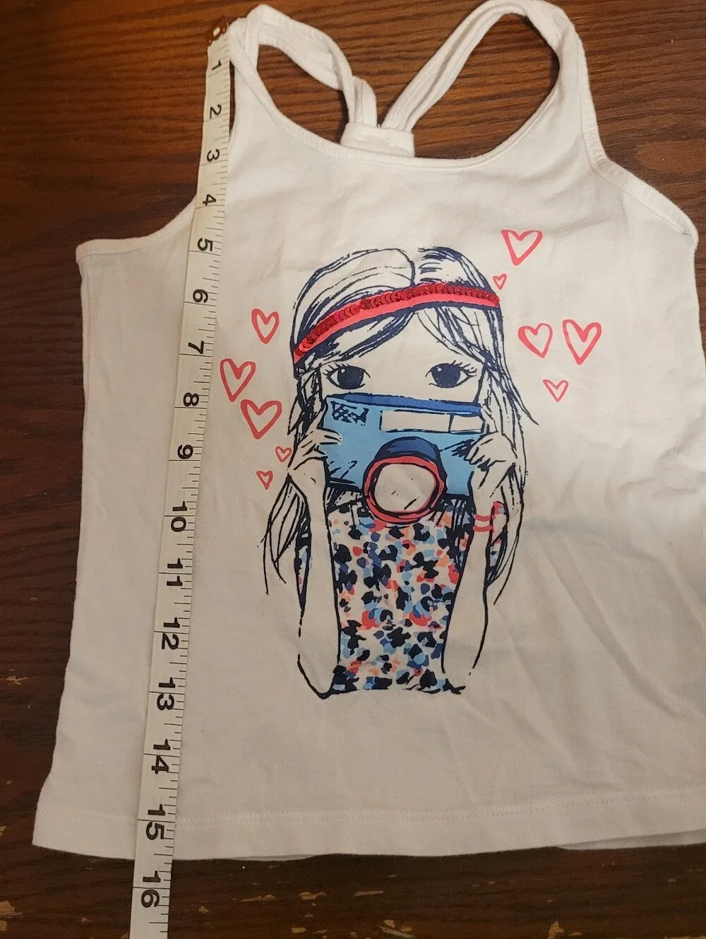 The Children's Place Girls White Camera Graphic Tank Top Size S 5/6 Racerback